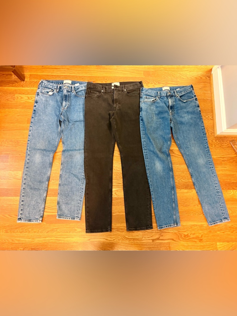 Lot of 3 Everlane Mens 32x32 The Organic Slim Fit Jeans Medium Blue x2 + Black